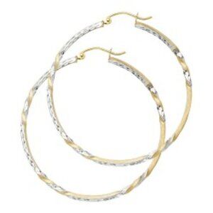 14K white gold & yellow gold Curled Hoop Earrings